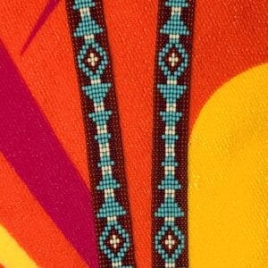 Turquoise blue and brown loom beaded lanyard