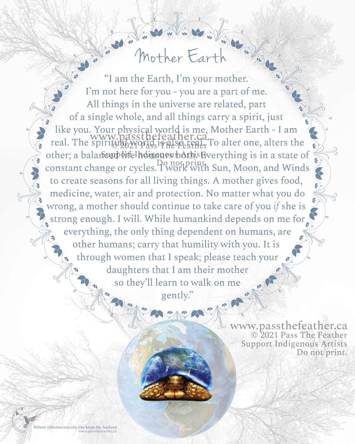Poster, Mother Earth, pass the feather, passthefeather.ca