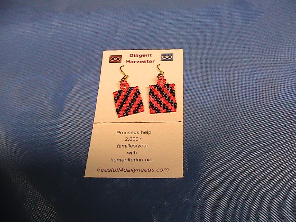 striped square beaded earrings 2