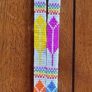 Diversity Feathers rainbow loom beaded lanyard