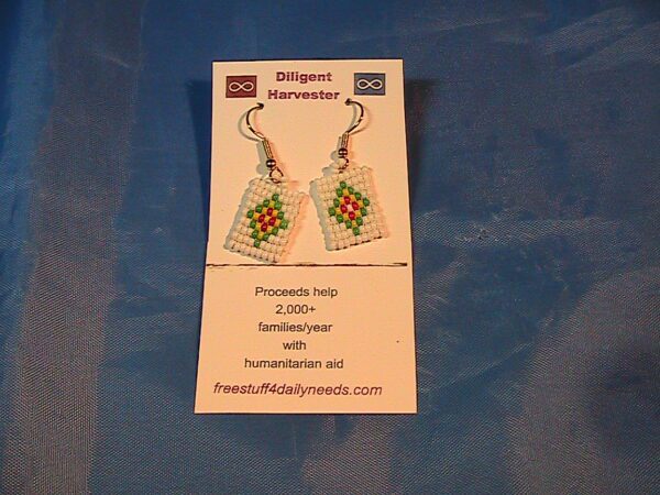 beaded diamond earrings green