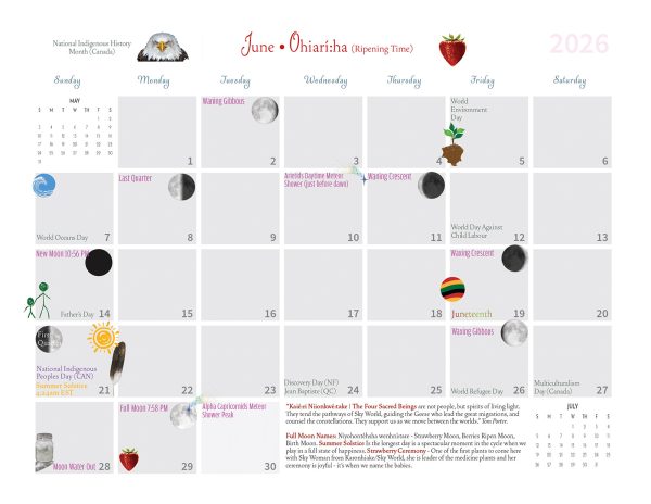 Sky World Calendar 2026, Good Mind Calendar, Samantha Doxtator, Pass The Feather, Haudenosaunee, Iroquois