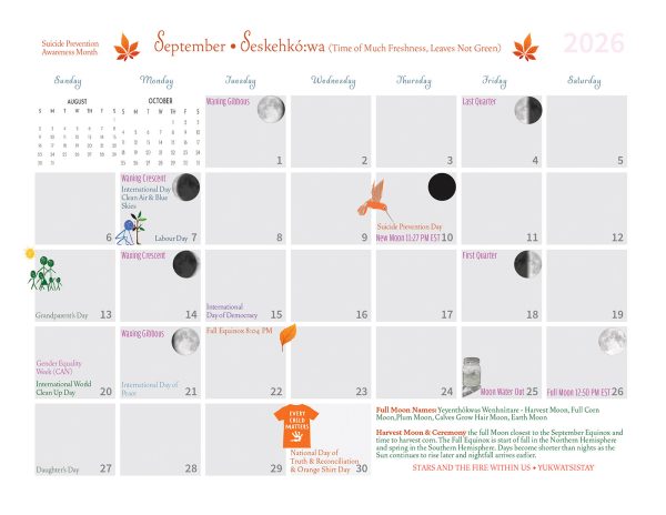 Sky World Calendar 2026, Good Mind Calendar, Samantha Doxtator, Pass The Feather, Haudenosaunee, Iroquois