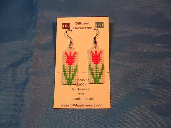 spring tulip beaded earrings orange