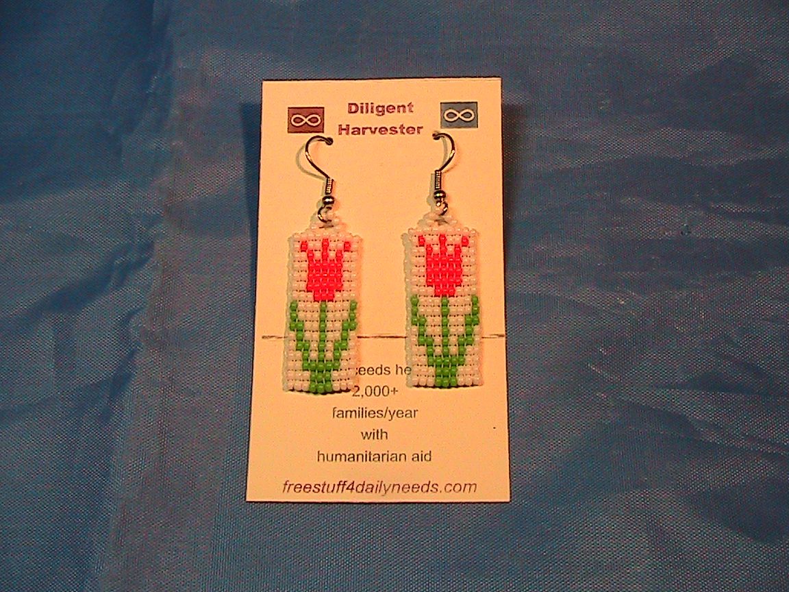 spring tulip beaded earrings orange