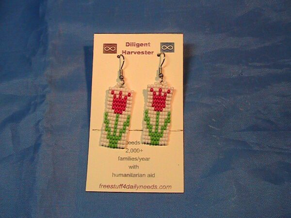 spring tulip beaded earrings fuschia