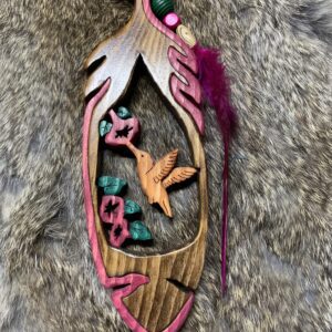 Jean Verdon Wooden Carved Hummingbird Feather