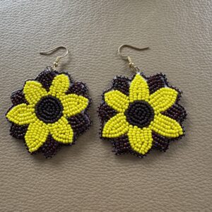 Beaded Full Sunflower Earrings
