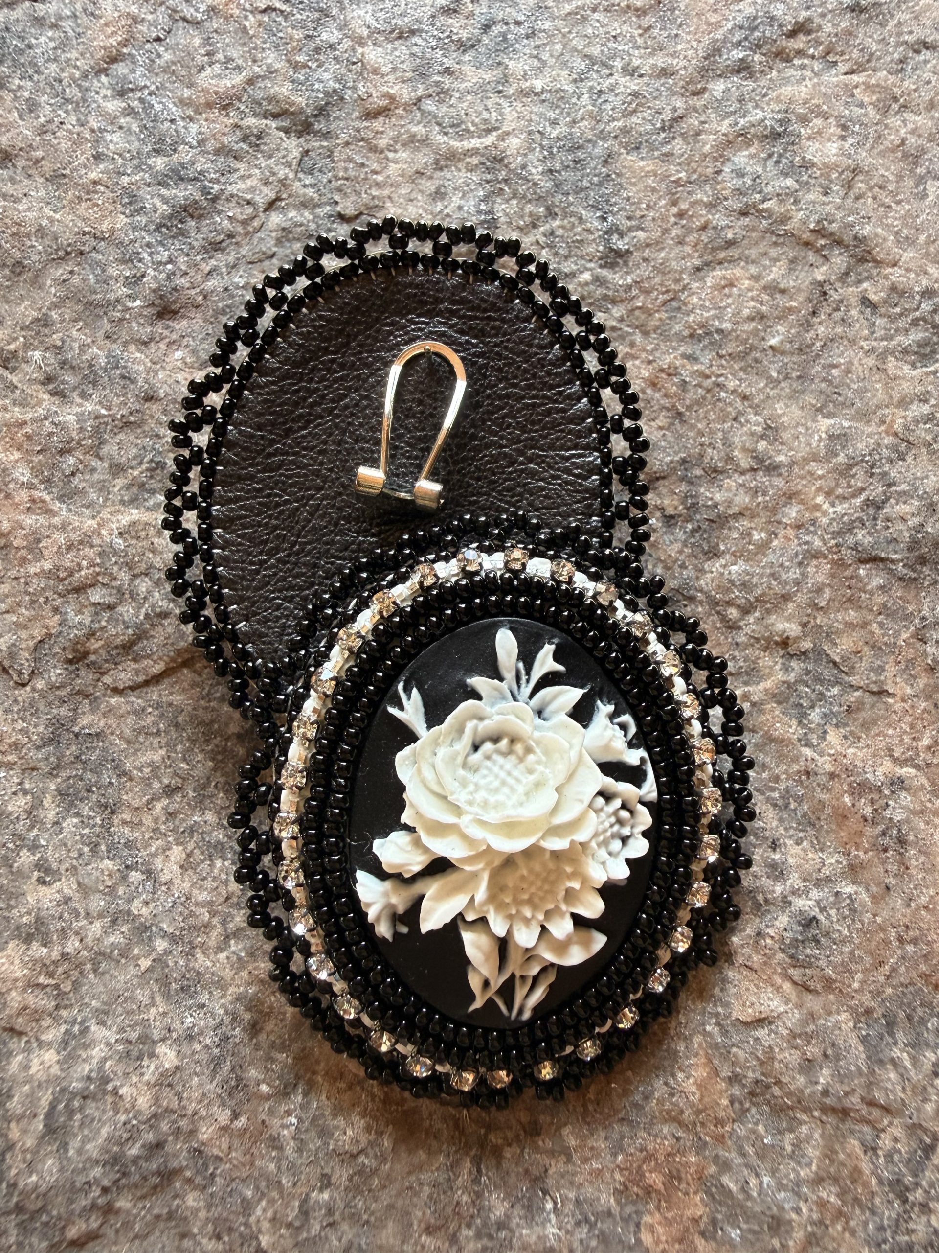 Black Rose Cameo Earrings