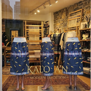 ✨ Denim & Gold Feather Ribbon Skirt