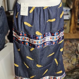 ✨ Denim & Gold Feather Ribbon Skirt