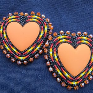 Heart shaped beaded earrings